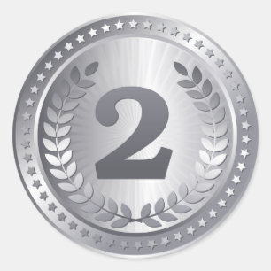 Silver medal 2nd place winner classic round sticker