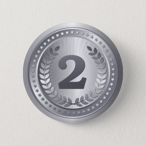 Silver medal 2nd place winner pinback button