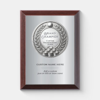 Silver Medal Beer Pong Tournament Championship Award Plaque