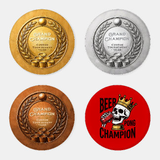 Silver Medal Beer Pong Tournament Championship Coaster Set