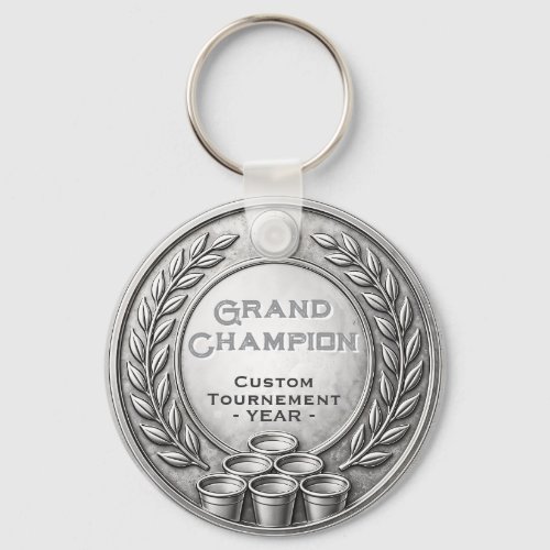 Silver Medal Beer Pong Tournament Championship Keychain