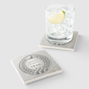 Silver Medal Beer Pong Tournament Championship Stone Coaster