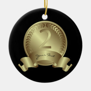 Silver Medal & Custom text Award Winner Ceramic Ornament