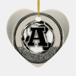 Silver Medal Soccer Monogram Letter A Ceramic Ornament at Zazzle