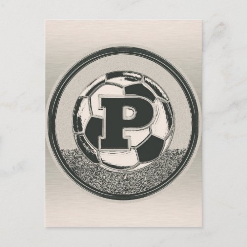 Silver Medal Soccer Monogram Letter P Postcard