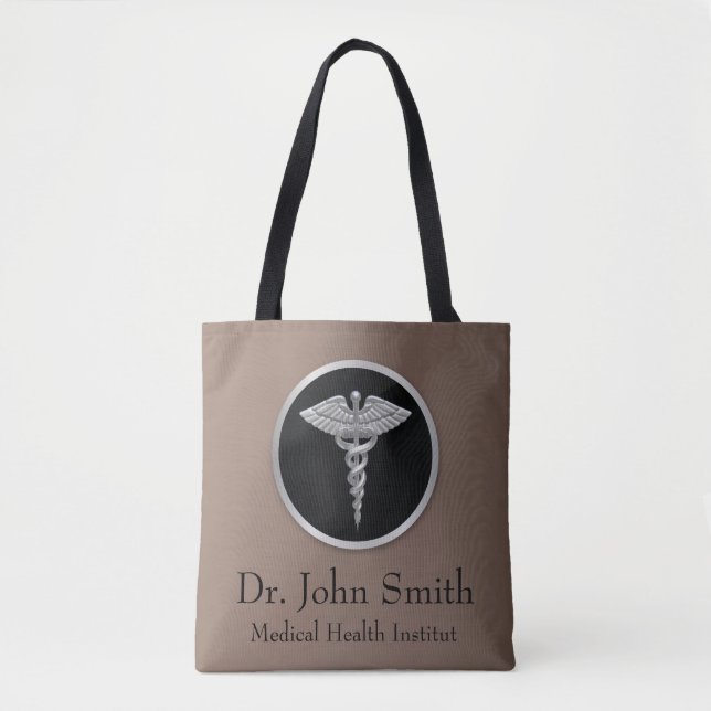 Silver Medical Caduceus - All-Over-Print Tote Bag (Front)