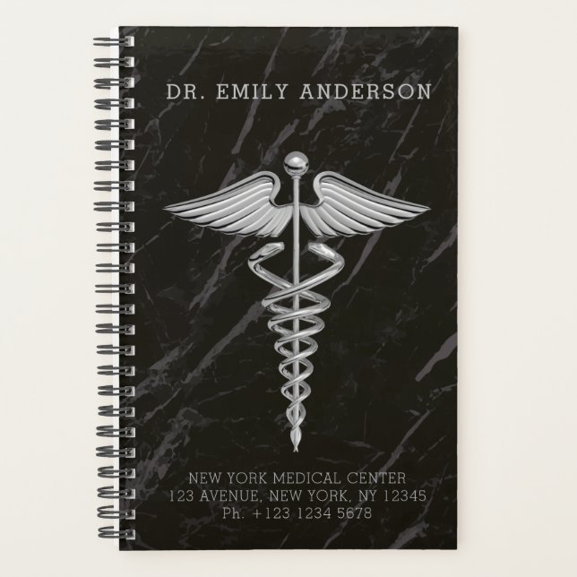 Silver Medical Caduceus Appointment Book Planner (Front)