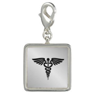 Silver Medical Caduceus Charm