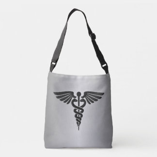 Silver Medical Caduceus Crossbody Bag