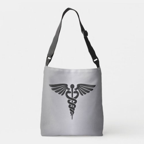 Silver Medical Caduceus Crossbody Bag