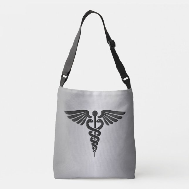 Silver Medical Caduceus Crossbody Bag (Back)
