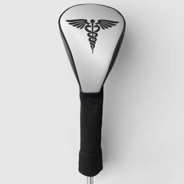 Silver Medical Caduceus Golf Head Cover (Front)