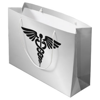 Silver Medical Caduceus Large Gift Bag