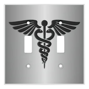 Silver Medical Caduceus Light Switch Cover