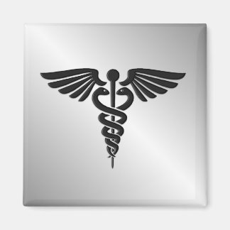 Silver Medical Caduceus Magnet
