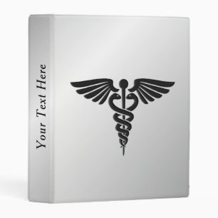 Silver Medical Caduceus Personal Mini Binder