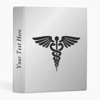 Silver Medical Caduceus Personal Mini Binder