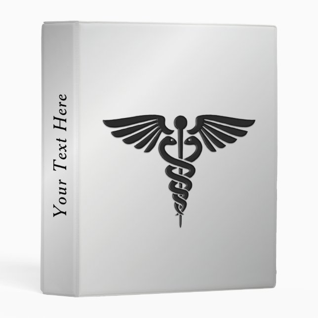 Silver Medical Caduceus Personal Mini Binder (Front/Spine)