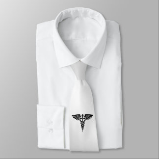 Silver Medical Caduceus Tie