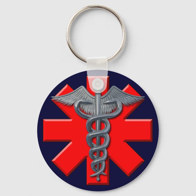 Silver Medical Profession Symbol Keychain (Front)