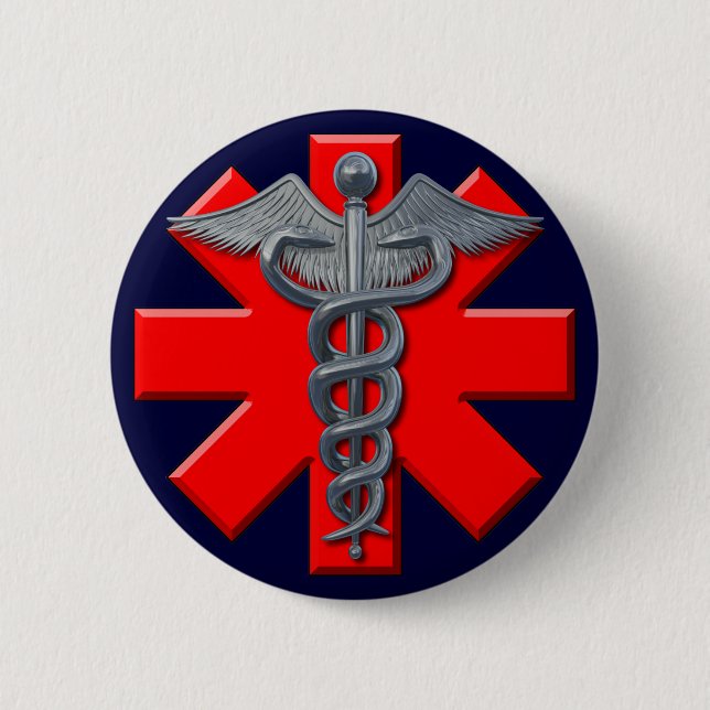 Silver Medical Profession Symbol Pinback Button (Front)