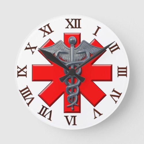 Silver Medical Profession Symbol Round Clock