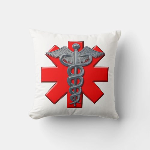 Silver Medical Profession Symbol Throw Pillow