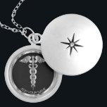 Silver Medical Symbol Caduceus - Personalized  Locket Necklace<br><div class="desc">Personalized Nurse / Doctor Medical Symbol Caduceus Silver Necklace ready for you to personalize. ✔Note: Not all template areas need changed. 📌If you need further customization, please click the "Click to Customize further" or "Customize or Edit Design"button and use our design tool to resize, rotate, change text color, add text...</div>