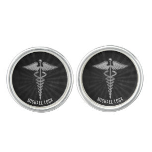 Silver Medical Symbol Personalized Nurses Doctors Cufflinks