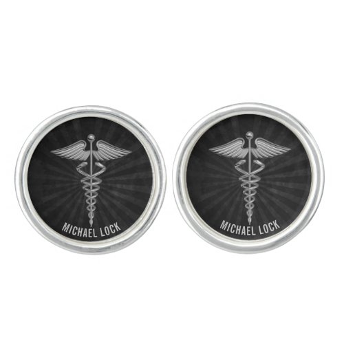 Silver Medical Symbol Personalized Nurses Doctors Cufflinks