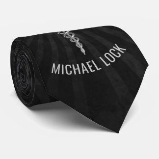 Silver Medical Symbol Personalized Nurses Doctors Neck Tie