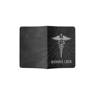 Silver Medical Symbol Personalized Nurses Doctors Passport Holder