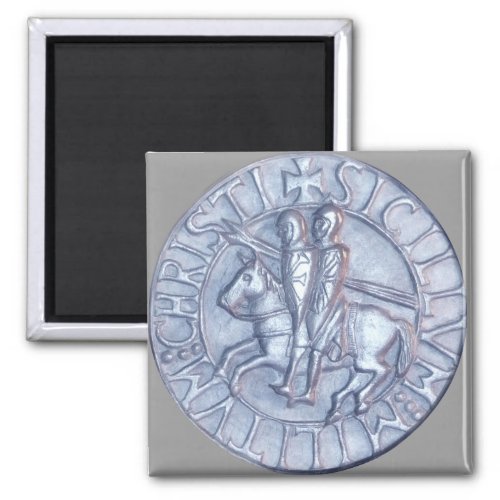 Silver Medieval Seal of the Knights Templar Magnet