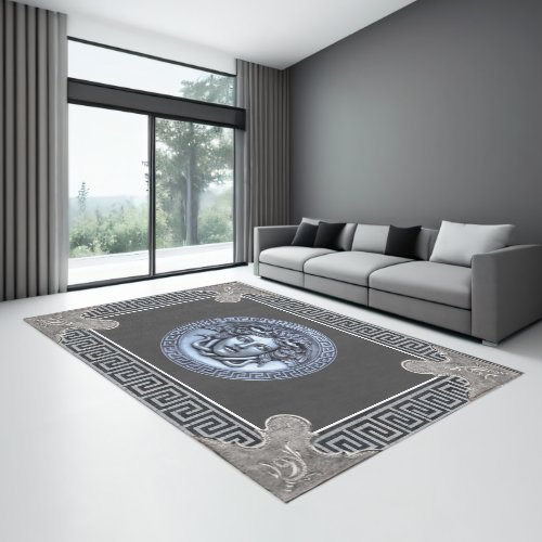 Silver Medusa Greek Key Aubusson Designers Area Rug