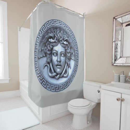 Silver Medusa Grey Shower Curtain