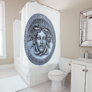 Silver Medusa Shower Curtain