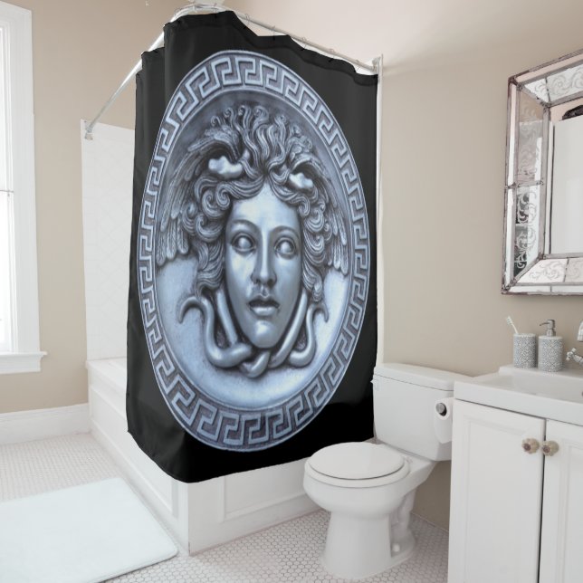 Silver Medusa Shower Curtain (In Situ)