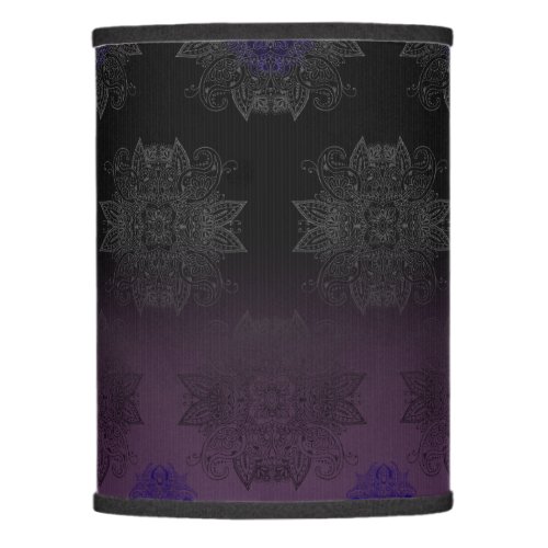 Silver Mehndi Over Dark Purple  Black Lamp Shade