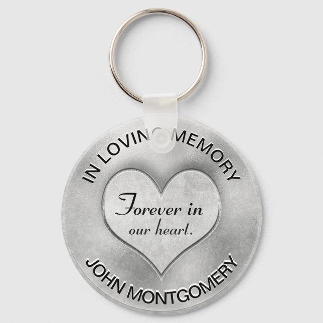 Silver Memorial Heart Keychain (Front)