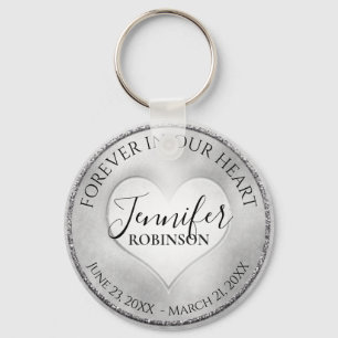 Silver Memorial Heart Keychain