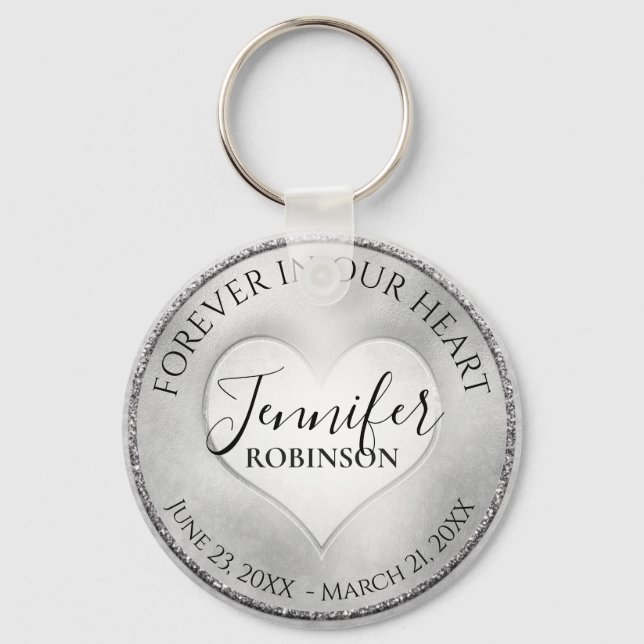 Silver Memorial Heart Keychain (Front)