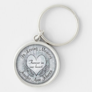 Silver Memorial Heart Keychain