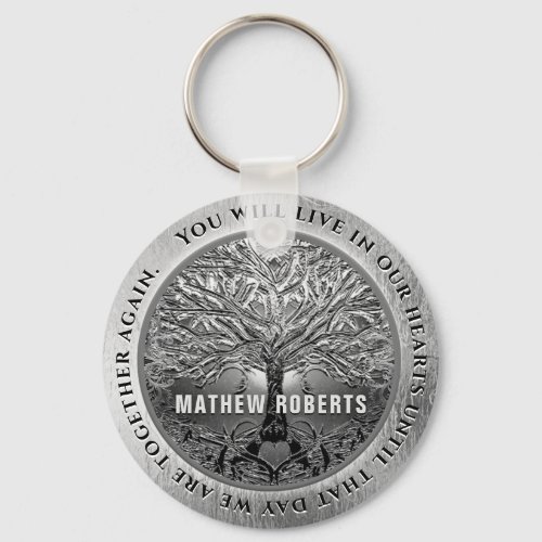 Silver Memorial with Tree of Life Keychain