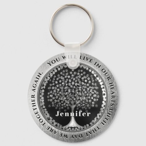 Silver Memorial with Tree of Life Keychain