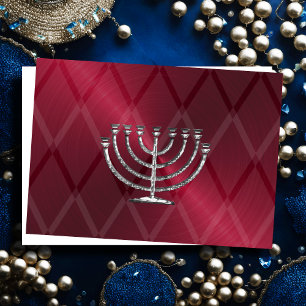 Silver Menorah Hanukkah Card
