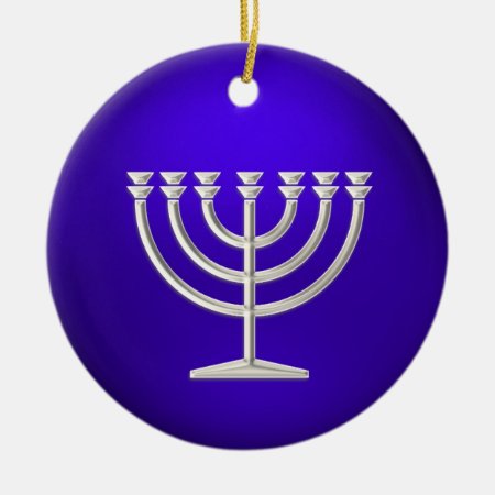 Silver Menorah Hanukkah Ornament