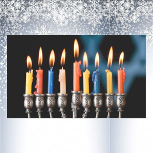 Silver Menorah Hanukkah Sticker Colorful