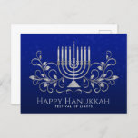 Silver Menorah Swirl Ornament Happy Hanukkah  Postcard<br><div class="desc">Silver Menorah Swirl Ornament Happy Hanukkah</div>