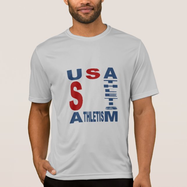 Silver men's T-shirt USA ATHLETISM (Front)