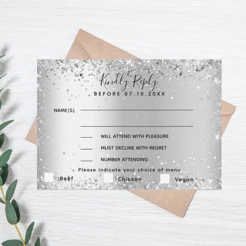 Silver menu choise wedding RSVP